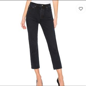 Agolde Black Riley High Rise Straight Crop Jeans